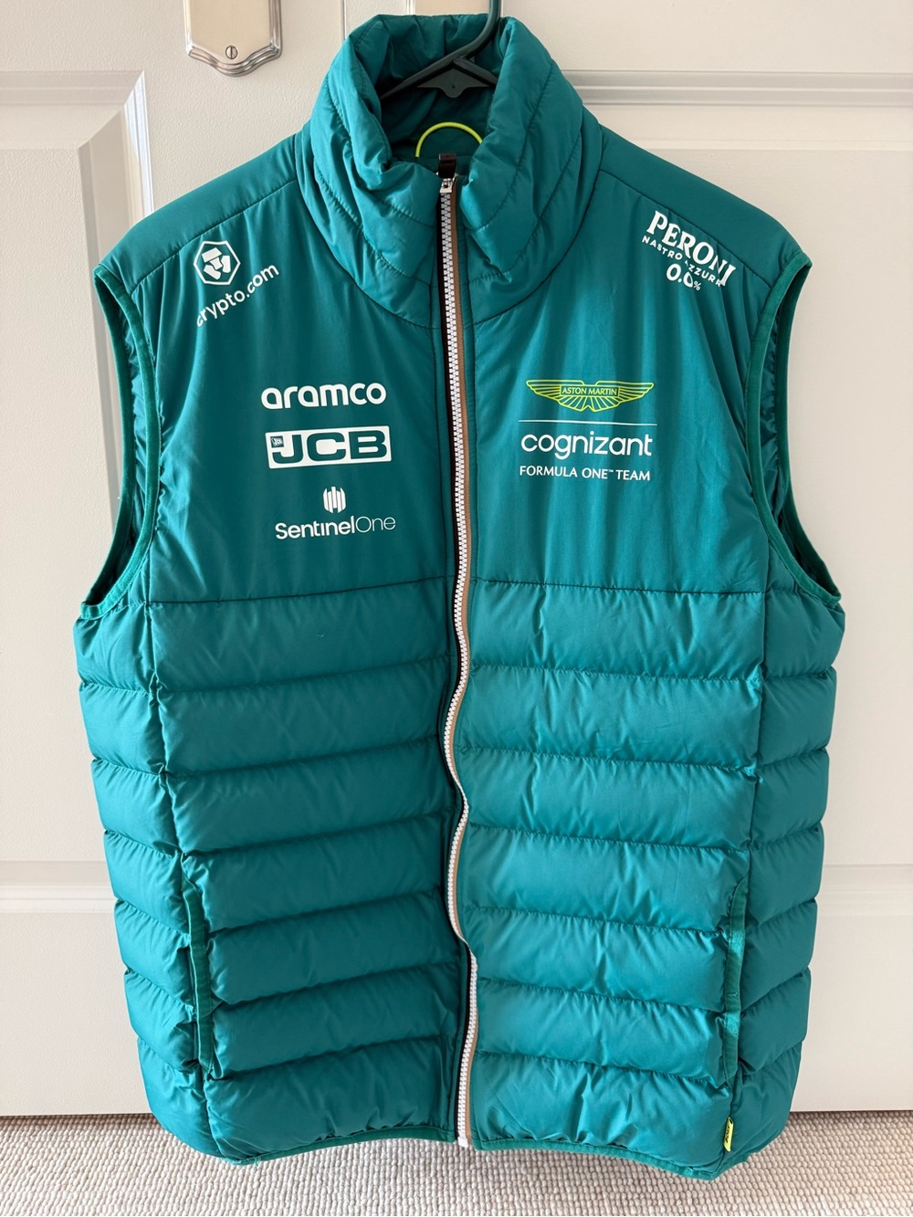 Aston Martin Aramco Cognizant F1 Official Team Quilted Puffer Vest – Mens